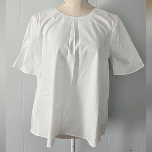 ASOS White Pleated Short-Sleeve Blouse